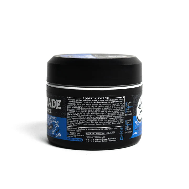 Rolda - Force Hair Pomade | Water Based Formula, Medium Hold, Medium Shine, Washes Out Easily, All Day Hold, Flake-free, Alcohol-free
