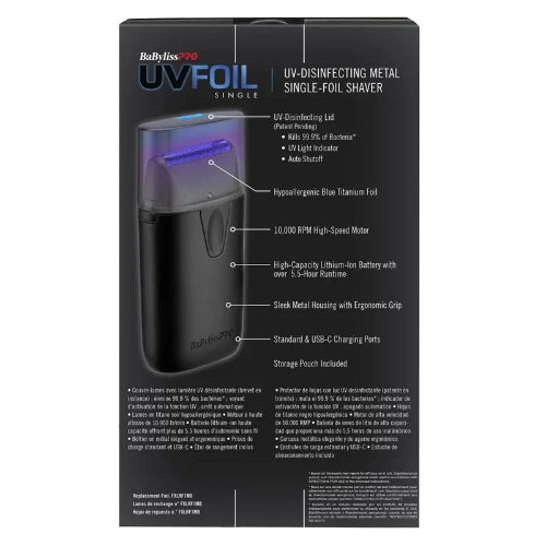 BaBylissPRO® UVFOIL Matte Black UV Single-Foil Shaver Limited Edition