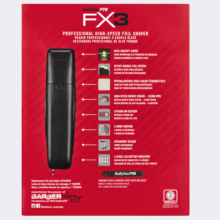 BaBylissPRO FX3 Professional High-Speed Foil Shaver – Cordless, Precision Shaving Tool | JCAVES USA