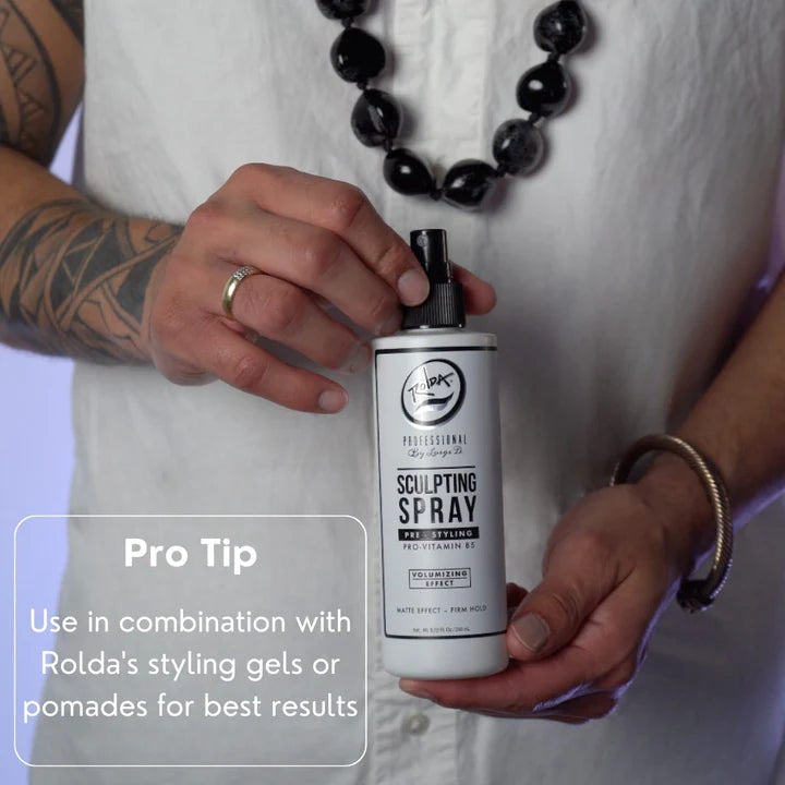 Rolda - Pre-Styling Sculpting Hair Spray | Add Texture & Volume, Firm Hold, Matte Finish, Low Shine, Pro-vitamin B5, Vanilla Scent