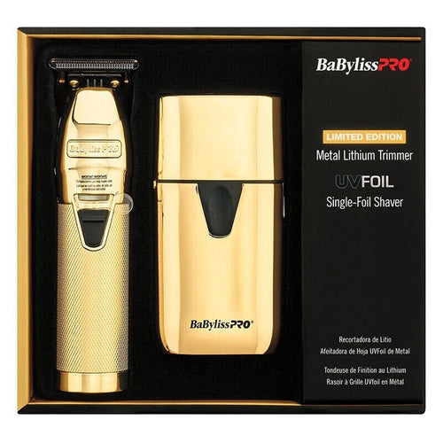 BaByliss Pro Limited Edition Metal Lithium Trimmer & UVFOIL Shaver – FXLFHOLPKG, Professional Cordless Grooming Kit | JCAVES USA
