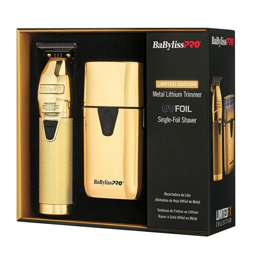 BaByliss Pro LIMITED EDITION Metal Lithium Trimmer & UVFOIL Single-Foil Shaver #FXLFHOLPKG