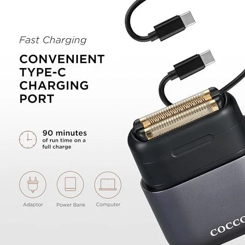 Cocco Impacto Micro Wet-to-Dry Foil Shaver – Grey | Professional Cordless Shaver for Hair & Beard | JCAVES USA