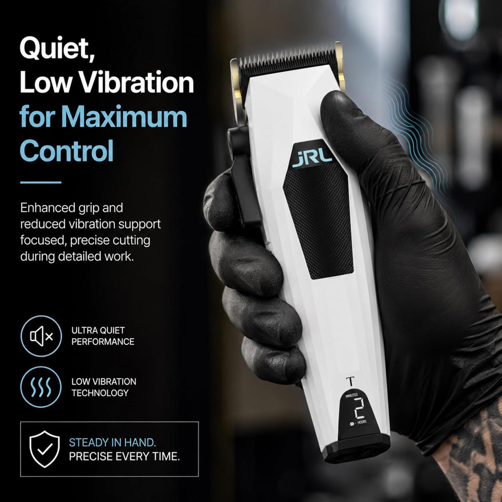 JRL 3000C White Professional Cordless Clipper | Fade Blade