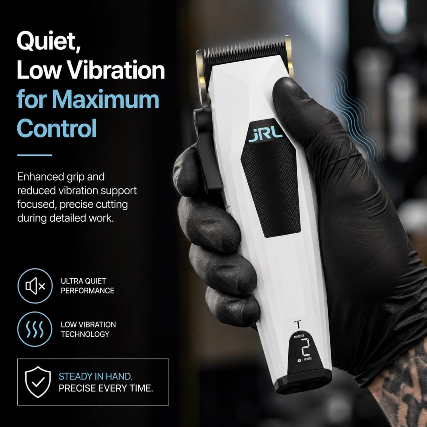 JRL 3000C White Professional Cordless Clipper | Fade Blade